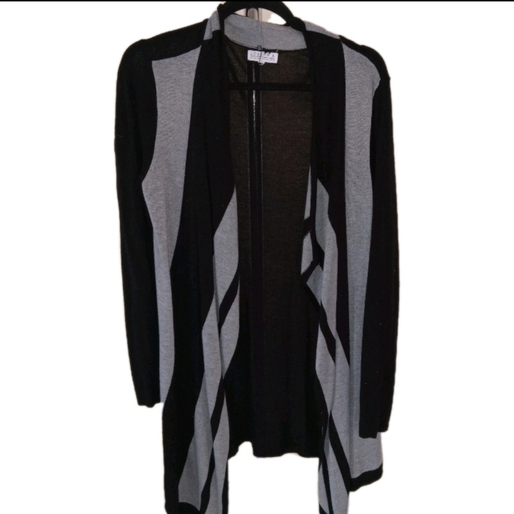 Joseph A Black/ Grey Colorblock Open Cardigan Sweater Small